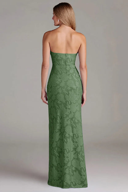 Strapless sleeveless waist cinching long dress bridesmaid dress