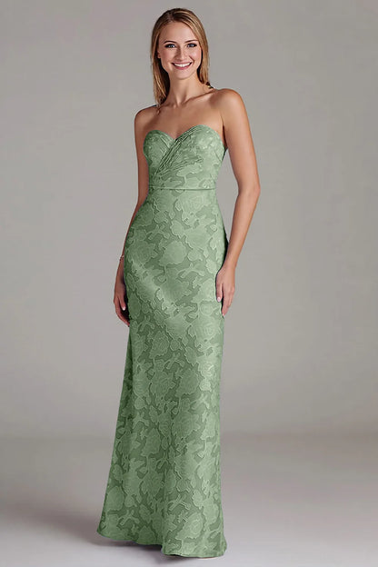 Strapless sleeveless waist cinching long dress bridesmaid dress