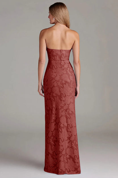 Strapless sleeveless waist cinching long dress bridesmaid dress
