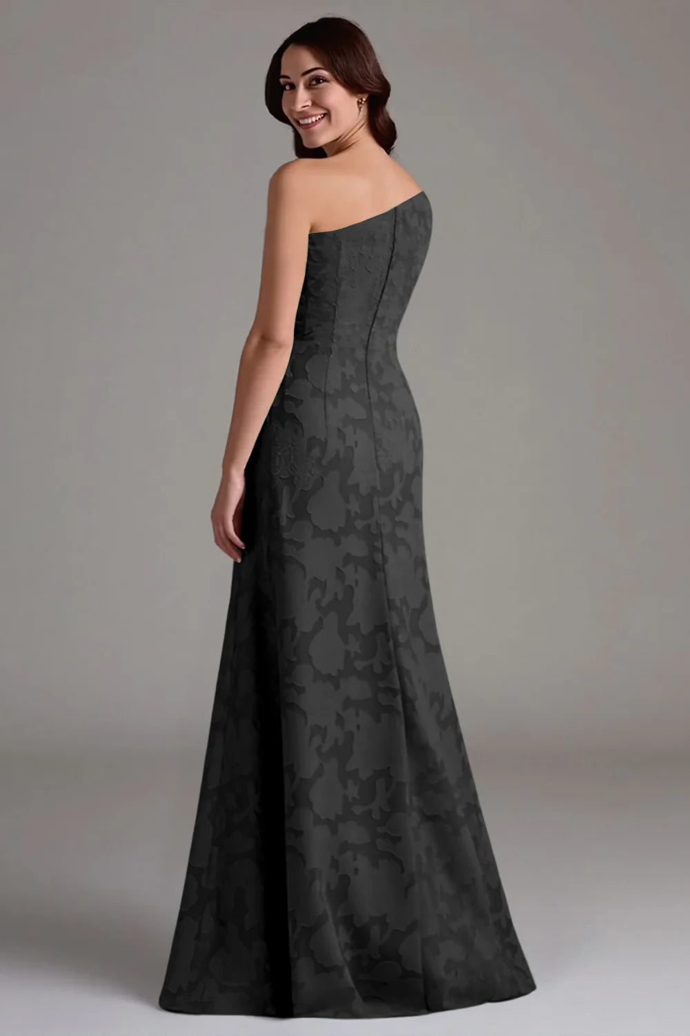 Single shoulder A-line pleated long skirt bridesmaid dress