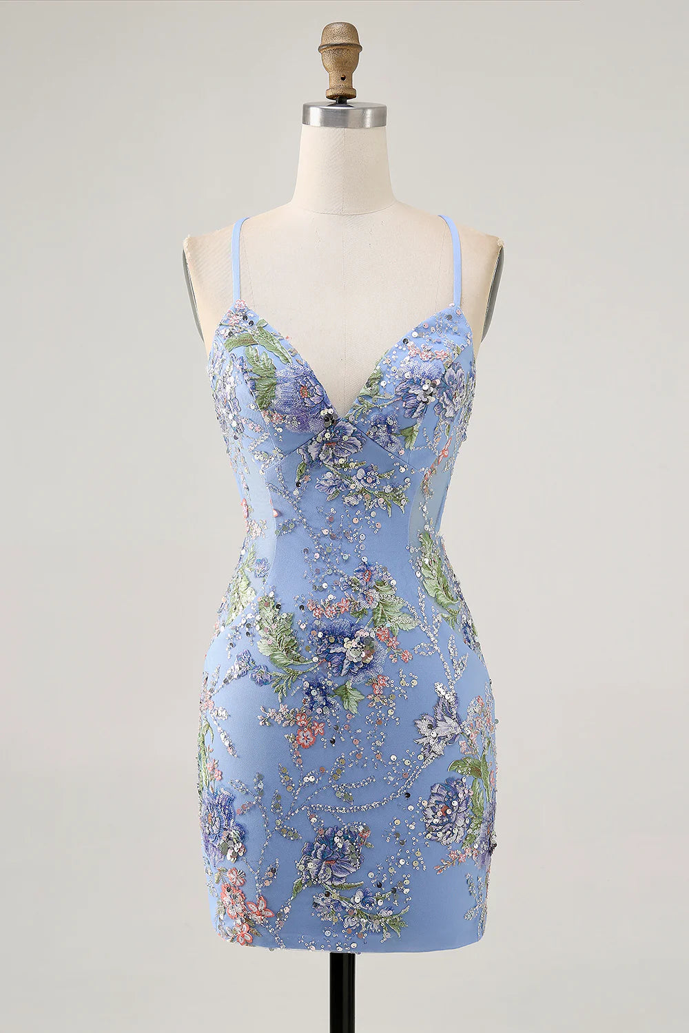 Backless slim suspender short floral tight back school dress