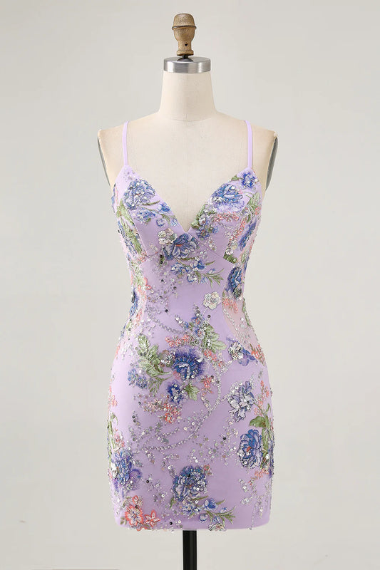 Backless slim suspender short floral tight back school dress