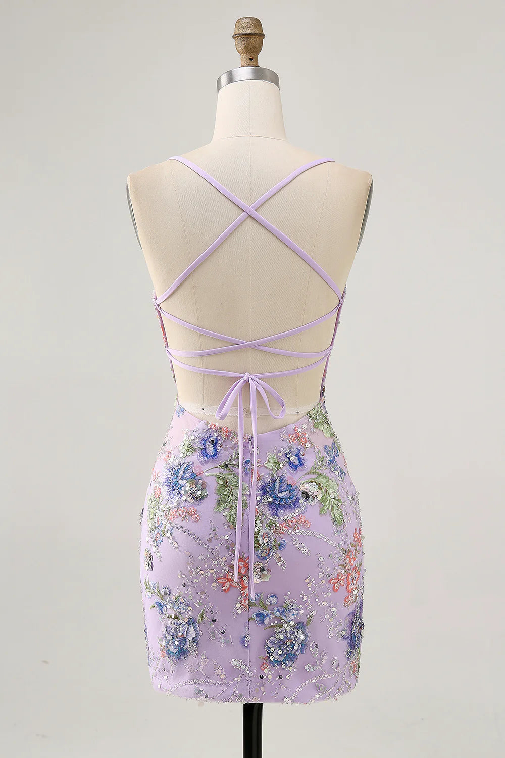 Backless slim suspender short floral tight back school dress