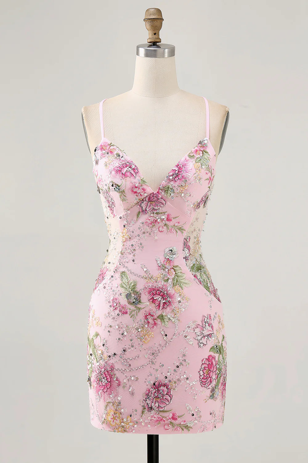 Backless slim suspender short floral tight back school dress