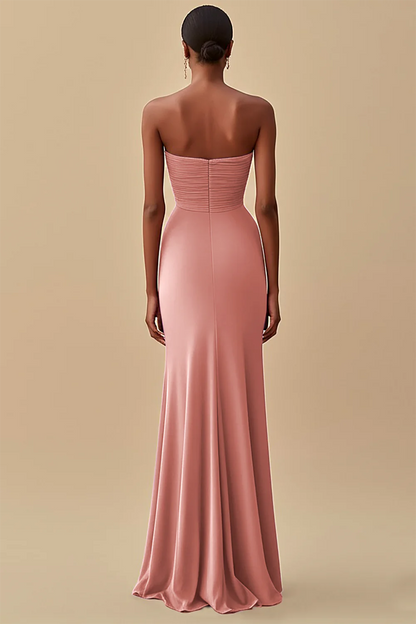 Sleeveless strapless mermaid pleated formal dress