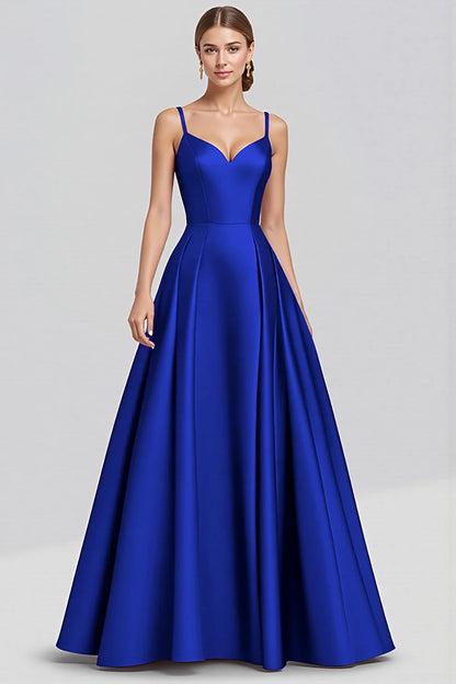 Thin shoulder strap satin A-line formal wear
