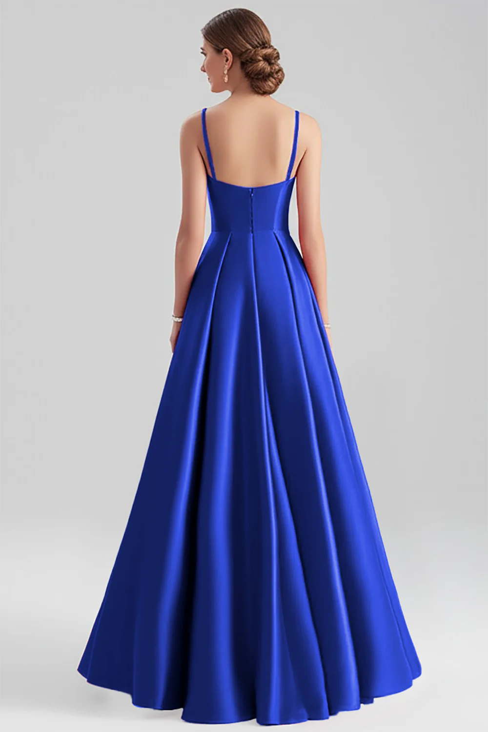 Thin shoulder strap satin A-line formal wear
