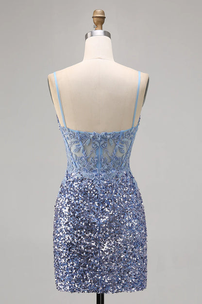 Thin camisole tight corset sequined slim fit back to school dress with slit