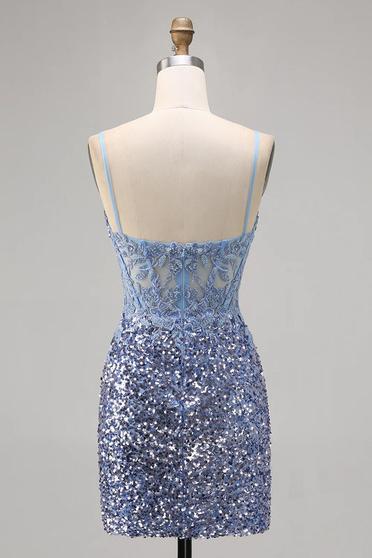 Thin camisole tight corset sequined slim fit back to school dress with slit