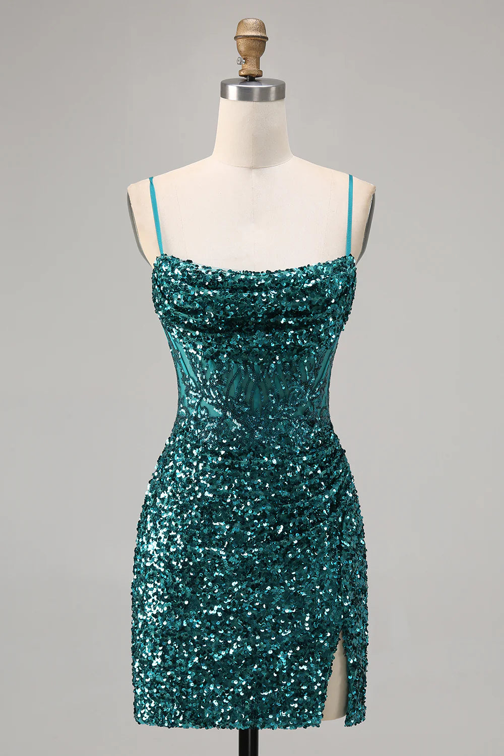 Thin camisole tight corset sequined slim fit back to school dress with slit