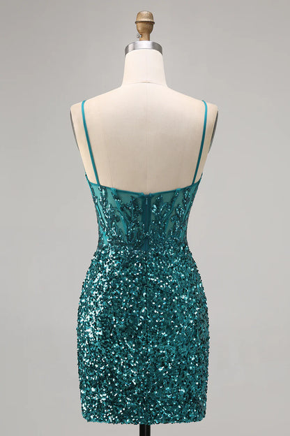 Thin camisole tight corset sequined slim fit back to school dress with slit