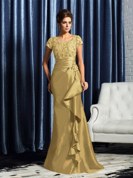 Round neck short sleeved bride's mother dress
