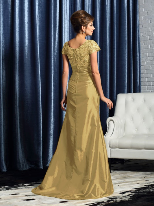 Round neck short sleeved bride's mother dress