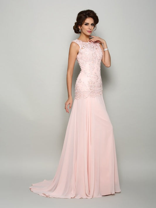 Mermaid Round Neck Sleeveless Bridal Mother Dress