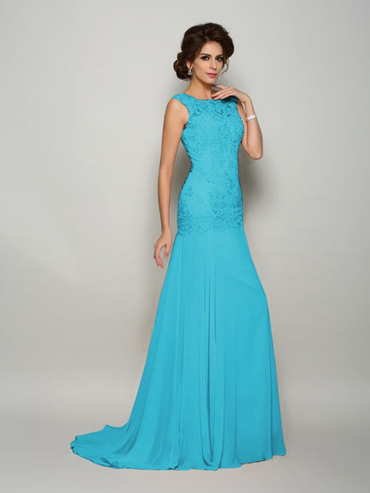 Mermaid Round Neck Sleeveless Bridal Mother Dress