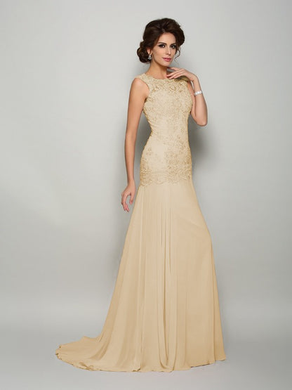 Mermaid Round Neck Sleeveless Bridal Mother Dress