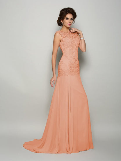 Mermaid Round Neck Sleeveless Bridal Mother Dress