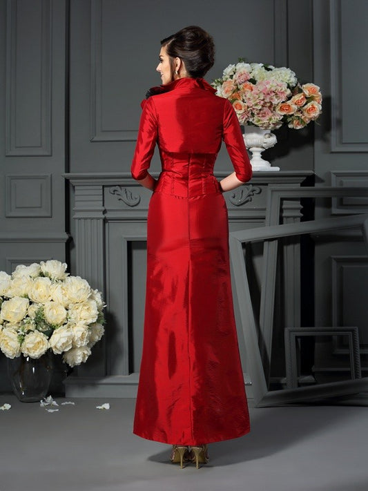 A-Line strapless sleeveless and ankle matched handmade bridal floral mother dress