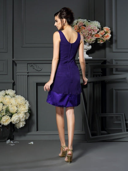 A-Line Chiffon Square Sleeveless Knee-Length With Beading Mother of the Bride Dresses
