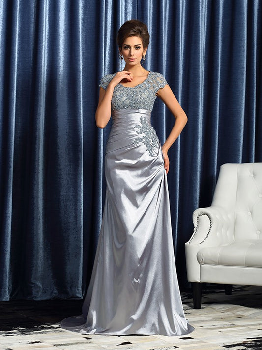Short sleeved mermaid bride mother dress