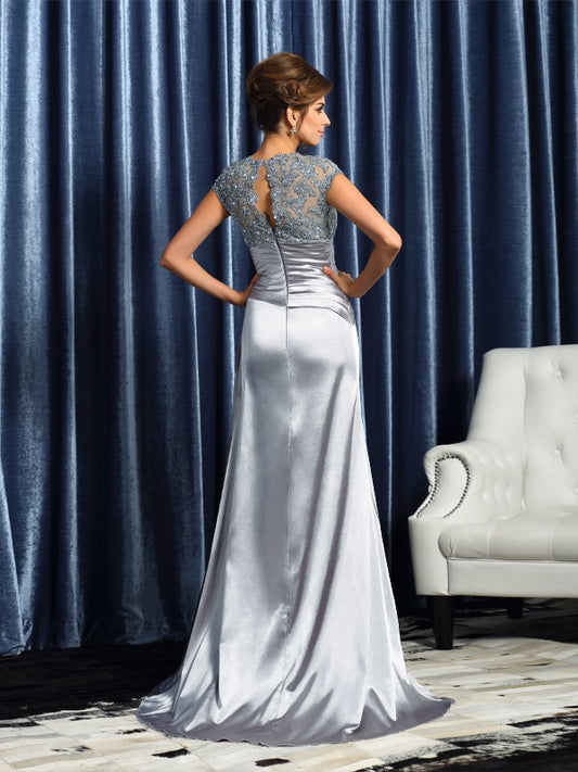 Short sleeved mermaid bride mother dress