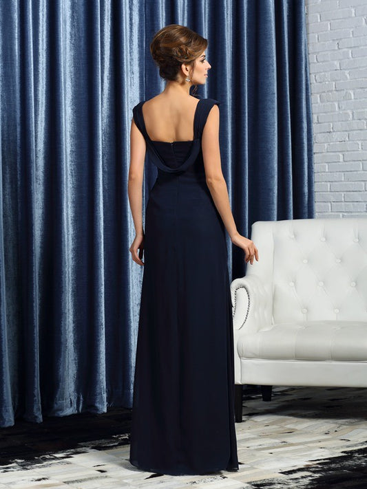 A-Line Chiffon Straps Sleeveless Floor-Length With Beading Mother of the Bride Dresses