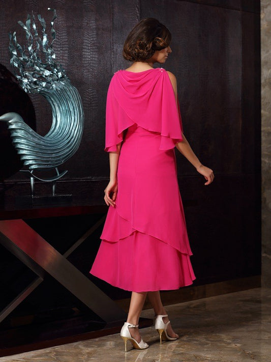 A-line chiffon round neck mom dress dress