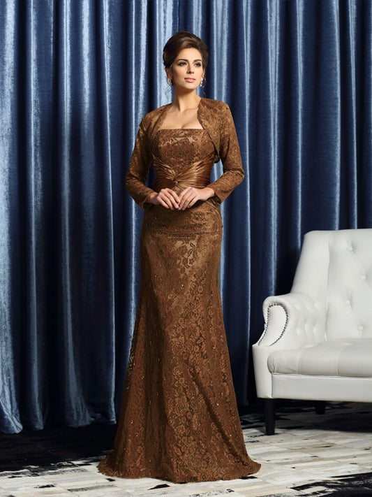 Imitation satin strapless sleeveless lace bridal gown