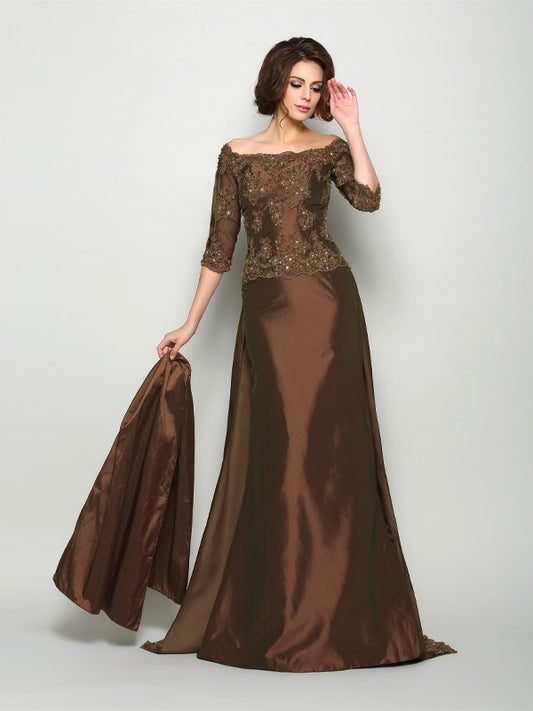 A-line off shoulder 1/2 sleeve bridal mother dress