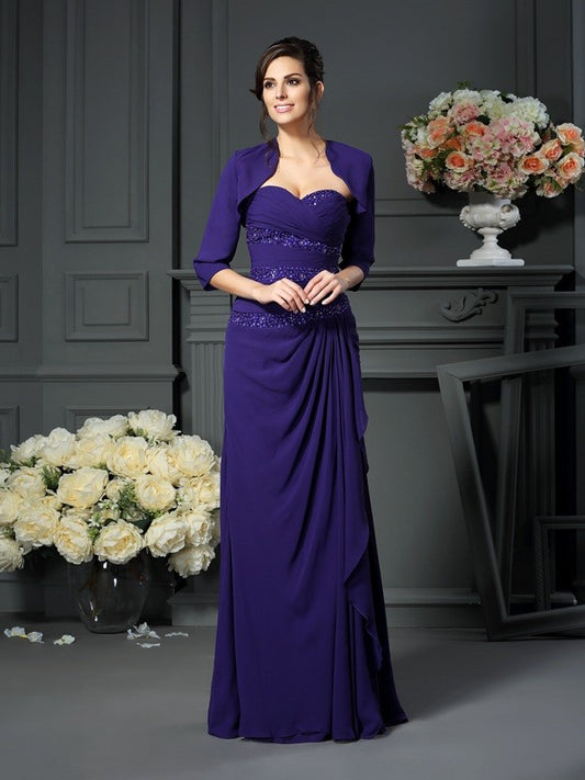 A-Line Chiffon Sweetheart Sleeveless Floor-Length With Beading Mother of the Bride Dresses