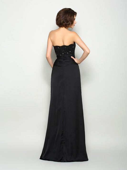 A-shaped chiffon strapless sleeveless bridal mother dress