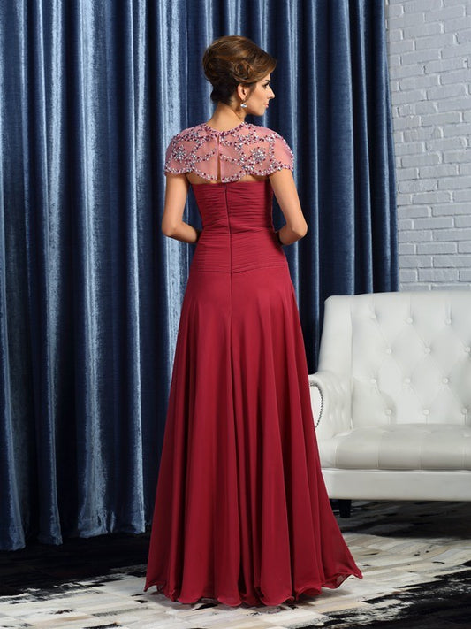 A-Line Chiffon Sweetheart Sleeveless Floor-Length With Ruched Mother of the Bride Dresses