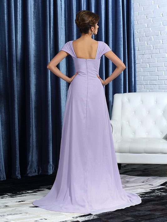 A-Line Chiffon Straps Sleeveless Asymmetrical With Beading Mother of the Bride Dresses