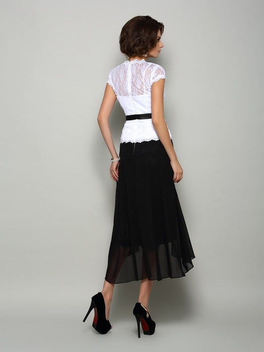 A-Line Chiffon V-neck Sleeveless Asymmetrical With Sash/Ribbon/Belt Mother of the Bride DressesA-Line Chiffon V-neck Sleeveless Asymmetrical With Sash/Ribbon/Belt Mother of the Bride Dresses