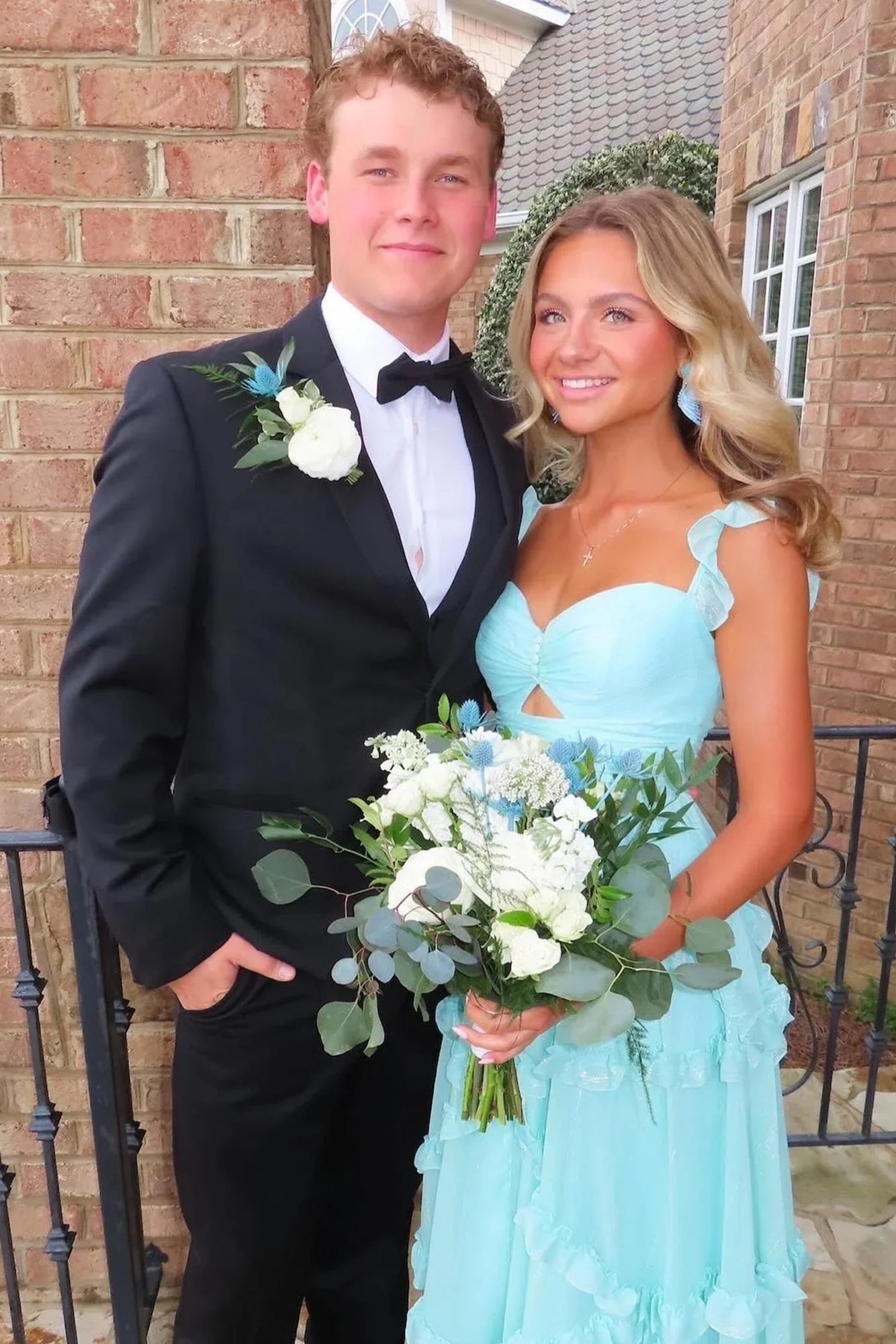 Charming A Line Sweetheart Blue Long Prom Dress with Ruffles