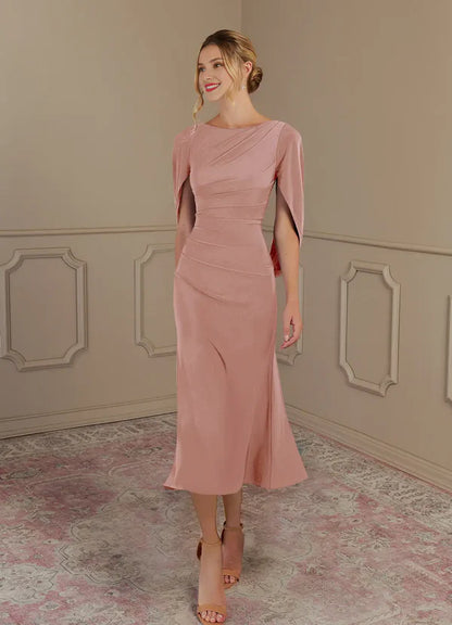 Tight collar luxury knit mother of the bride dress
