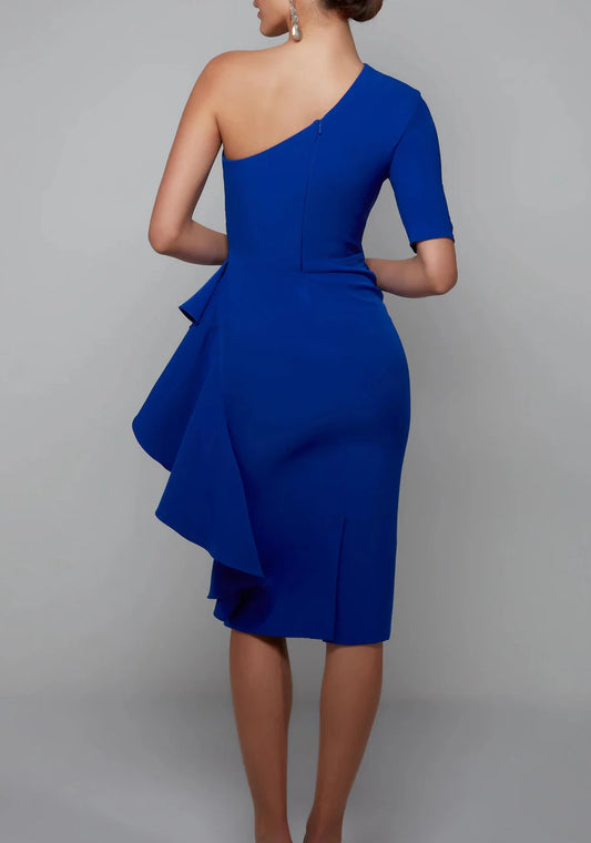 Lotus leaf edge single shoulder bridal mother dress