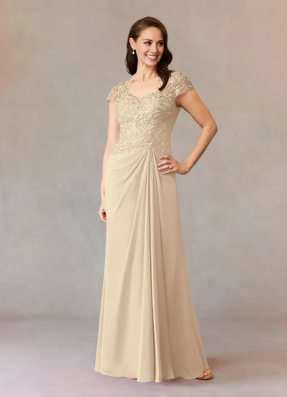 A-line evening gown lace chiffon dress mothers of the bride dresses