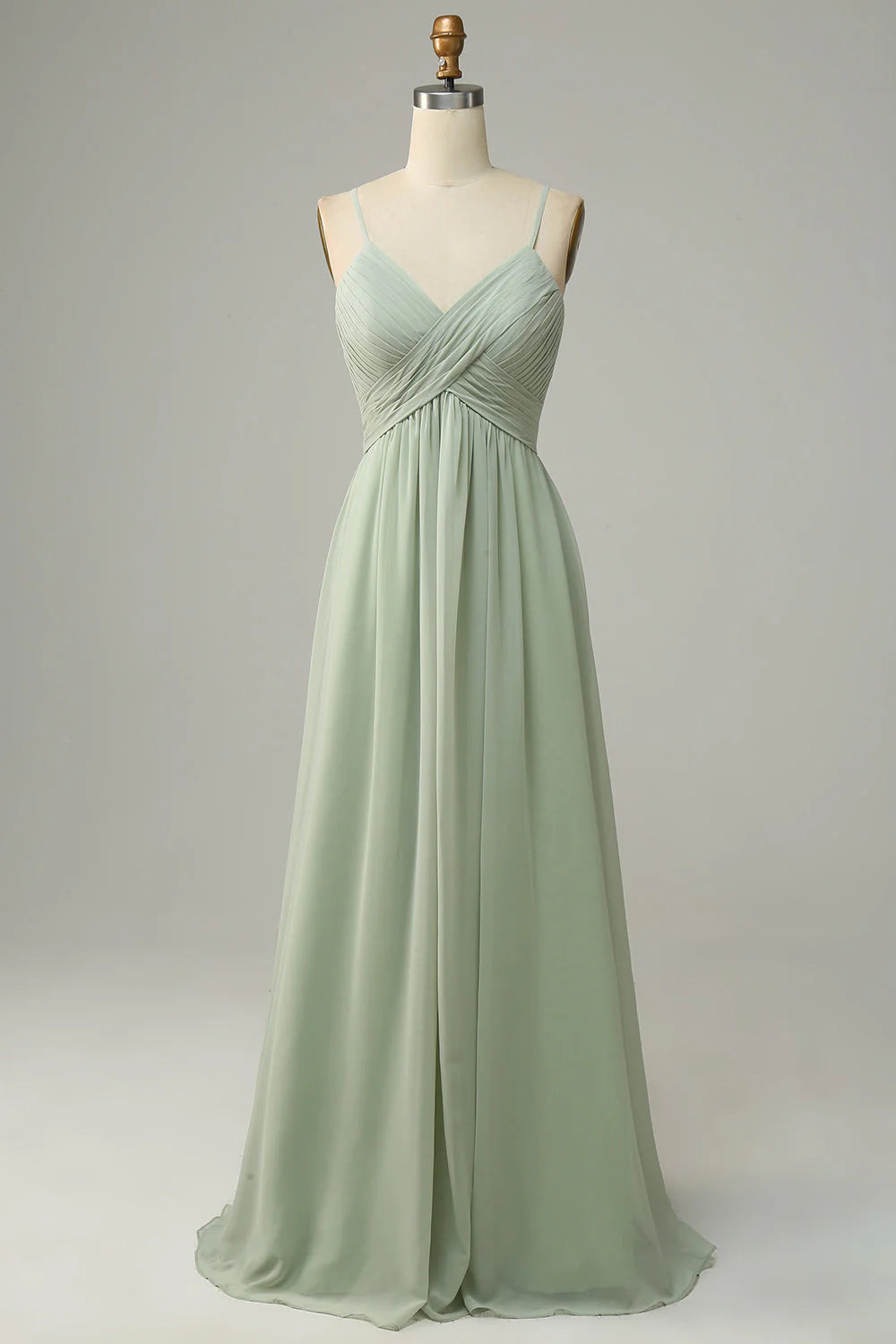 A-line slim shoulder chiffon sleeveless bridesmaid dress