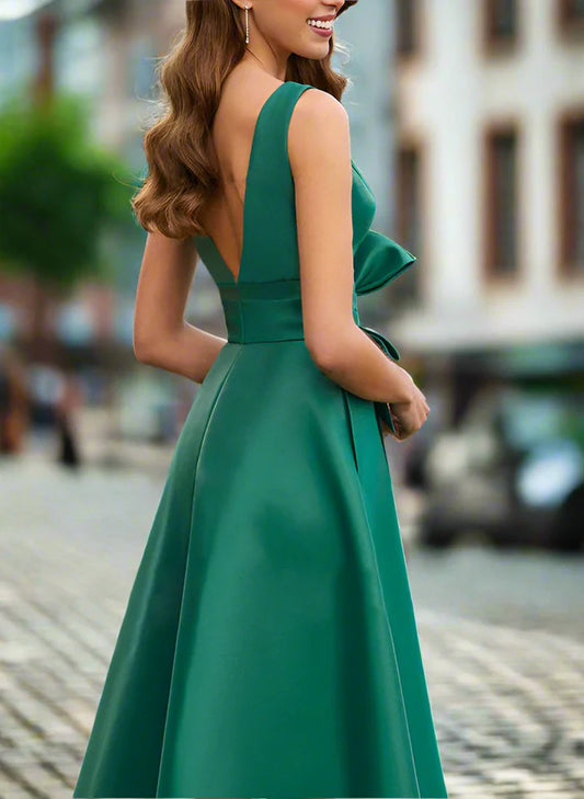 A-Line V-Neck Sleeveless Mother of The Bride Dresses with Split Side