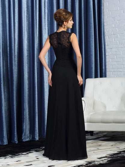 A-Line Chiffon Straps Sleeveless Floor-Length With Hand-Made Flower Mother of the Bride Dresses