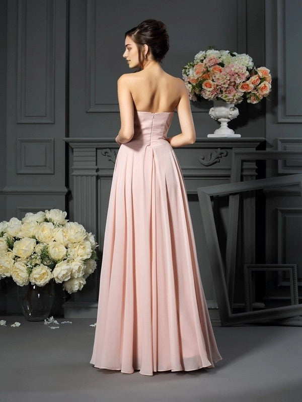 A-Line Chiffon Sweetheart Sleeveless Floor-Length With Lace Mother of the Bride Dresses