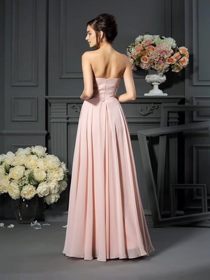 A-Line Chiffon Sweetheart Sleeveless Floor-Length With Lace Mother of the Bride Dresses