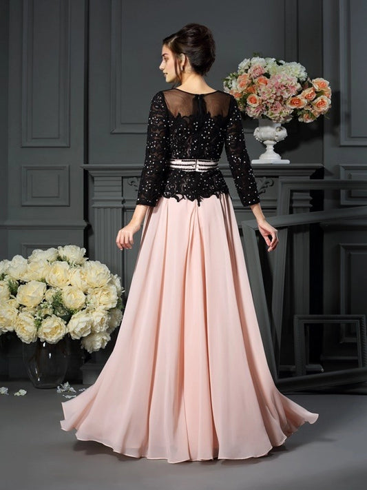A-Line Chiffon Sweetheart Sleeveless Floor-Length With Lace Mother of the Bride Dresses