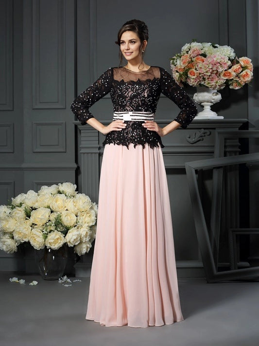 A-Line Chiffon Sweetheart Sleeveless Floor-Length With Lace Mother of the Bride Dresses