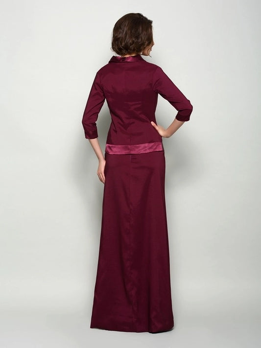 A-Line Elastic Woven Satin Square Sleeveless Floor-Length With Ruched Mother of the Bride Dresses