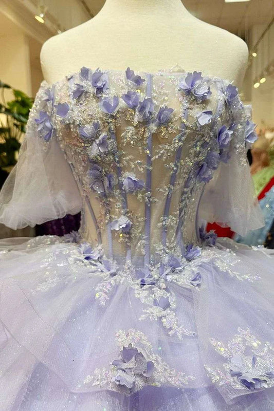 A-Line Strapless Ruffles Lace Appliques Empire-Waist Short Homecoming Dress