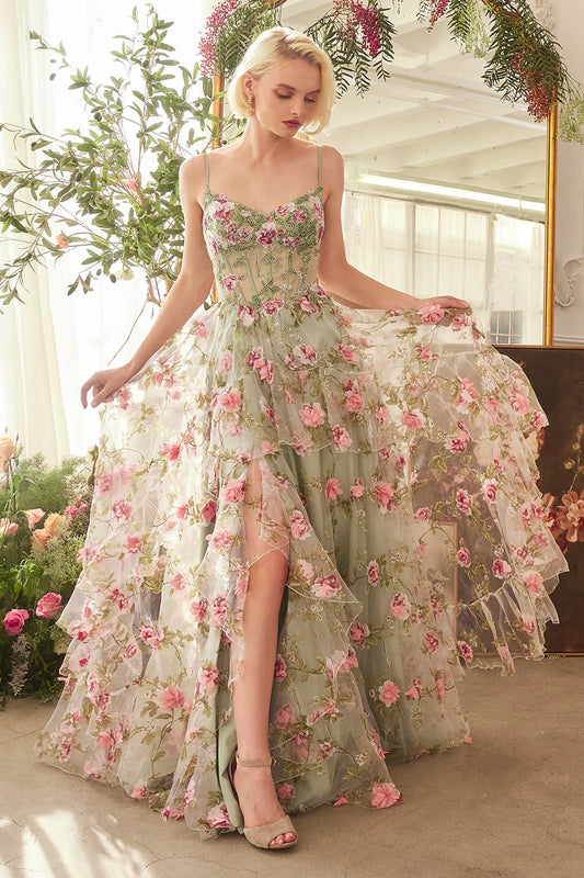 A-line V-neck thin suspender transparent corset multi-layer cake skirt