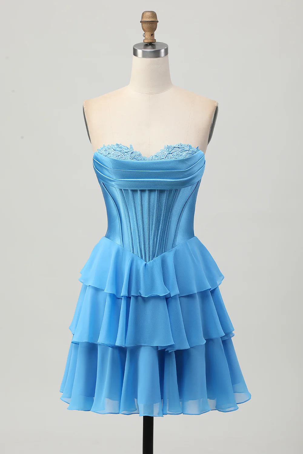 A-line layered sweetheart tight corset short back to school dress