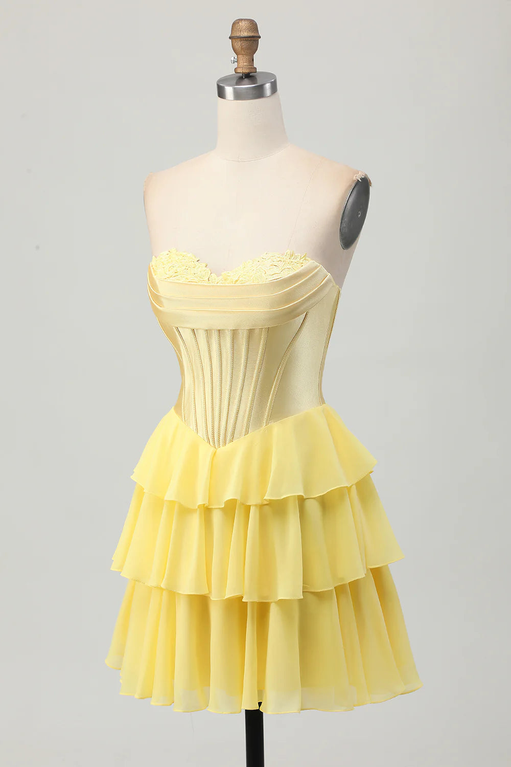 A-line layered sweetheart tight corset short back to school dress